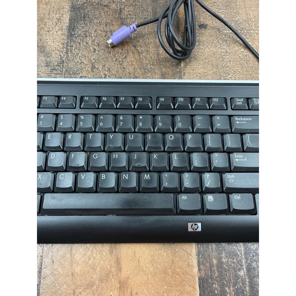 HP Multimedia Keyboard Wired PS/2 Black Silver KB-0601 5188-6077 Used